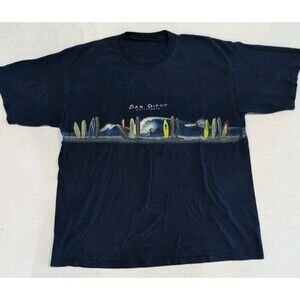 Vintage "San Diego, CA" Surfboard Scene Wraparound Print T-Shirt Adult Size XL